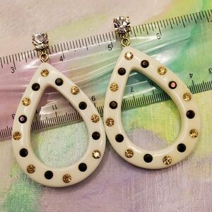 Large Drop Earrings Lucite Rhinestone